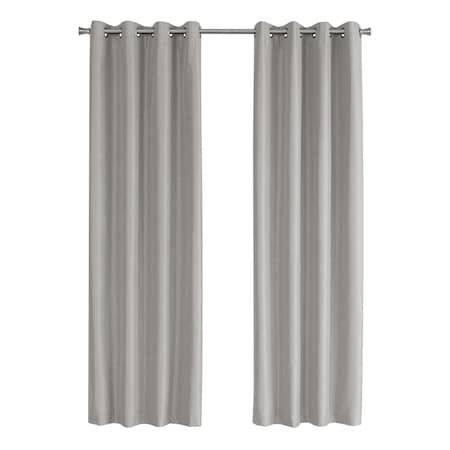 Monarch Specialties Curtain Panel Set, 54"W X 84"L, Grommet, Bedroom, Kitchen, Thermal Insulation, Grey, PK2 I 9835